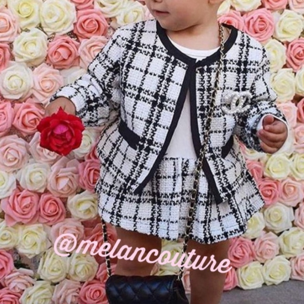 Toddler Girl Plaid Coat & Dress Matching Outfits - Picture 1 of 9